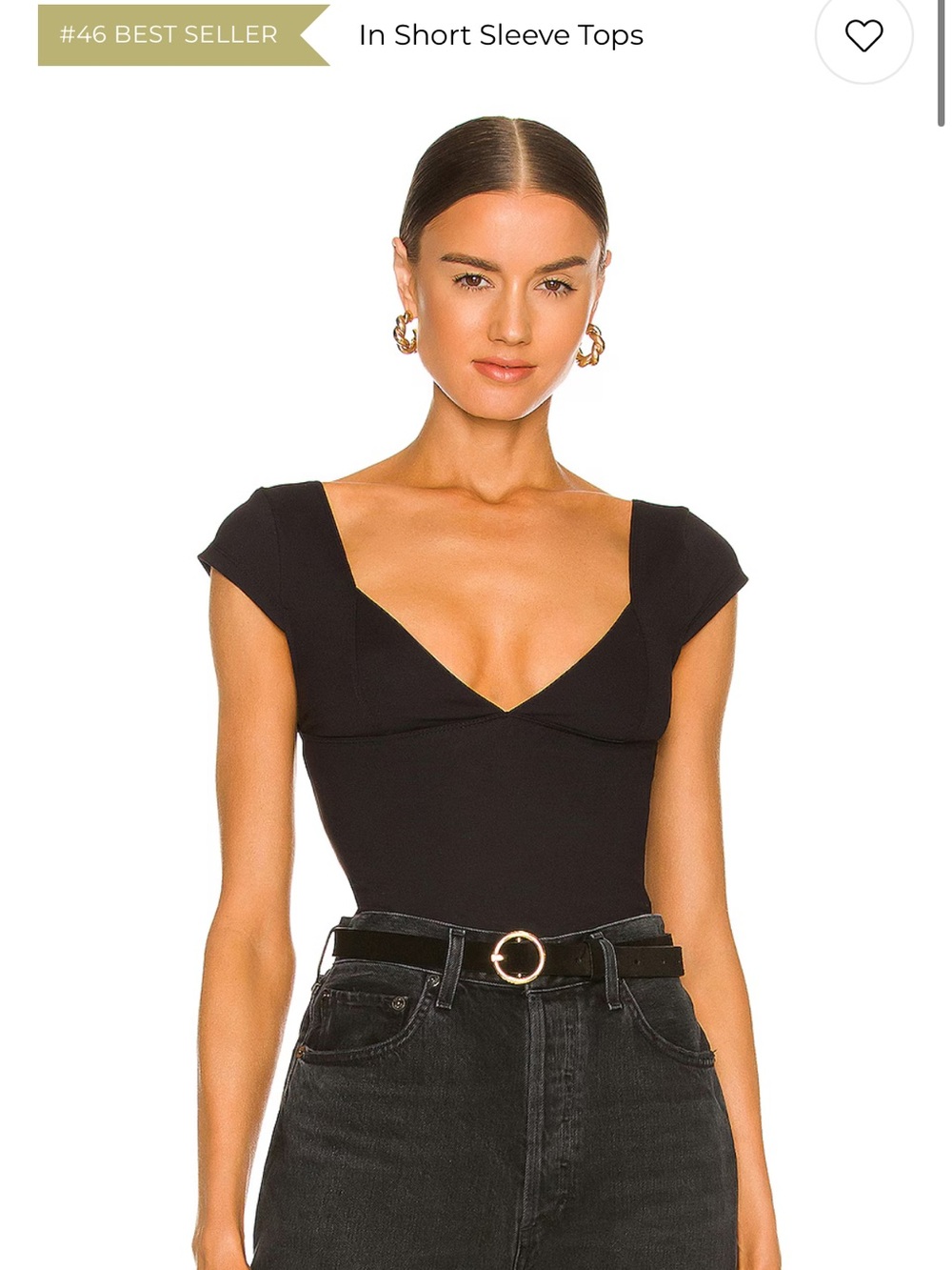 Free People Duo Corset Cami Black Cap-Sleeve V-Neck Top - Women